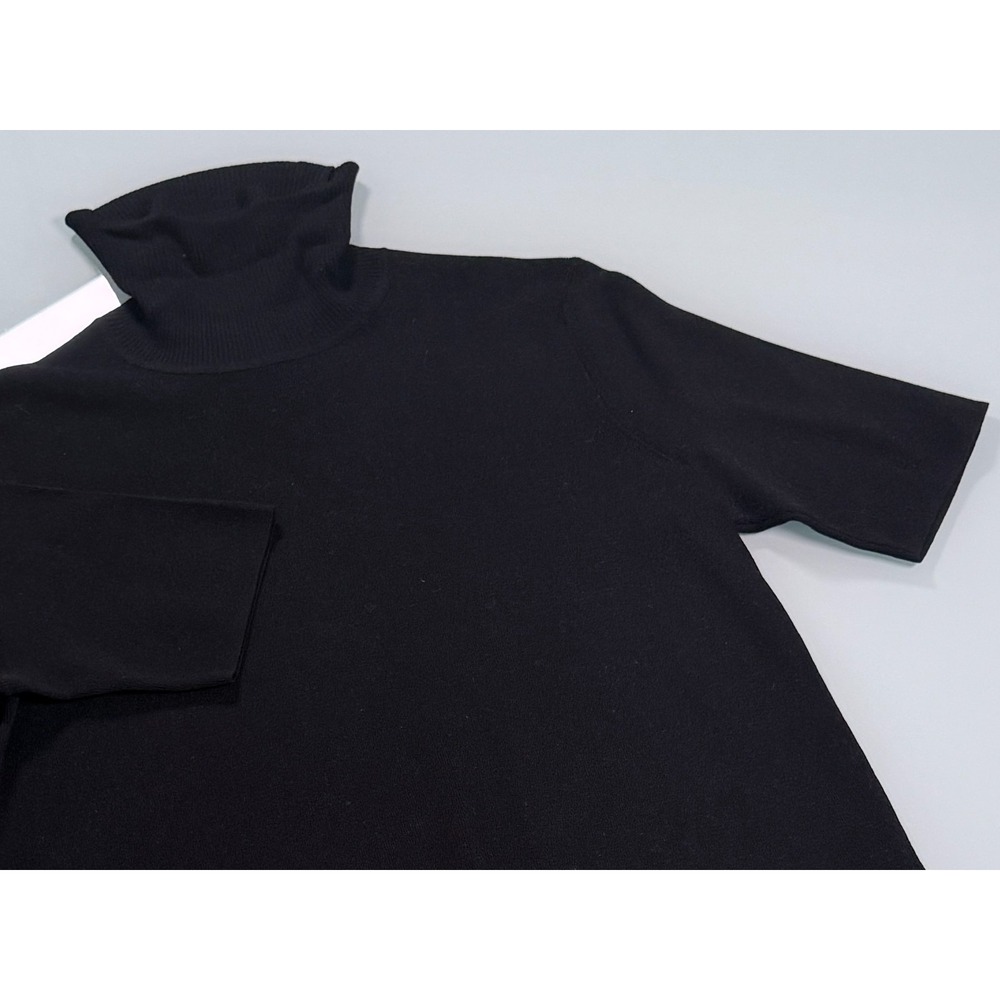Anne Klein Half Sleeve Turtleneck Sweater Black Top Womens -Sz M Tag Reads AL - Picture 2 of 15